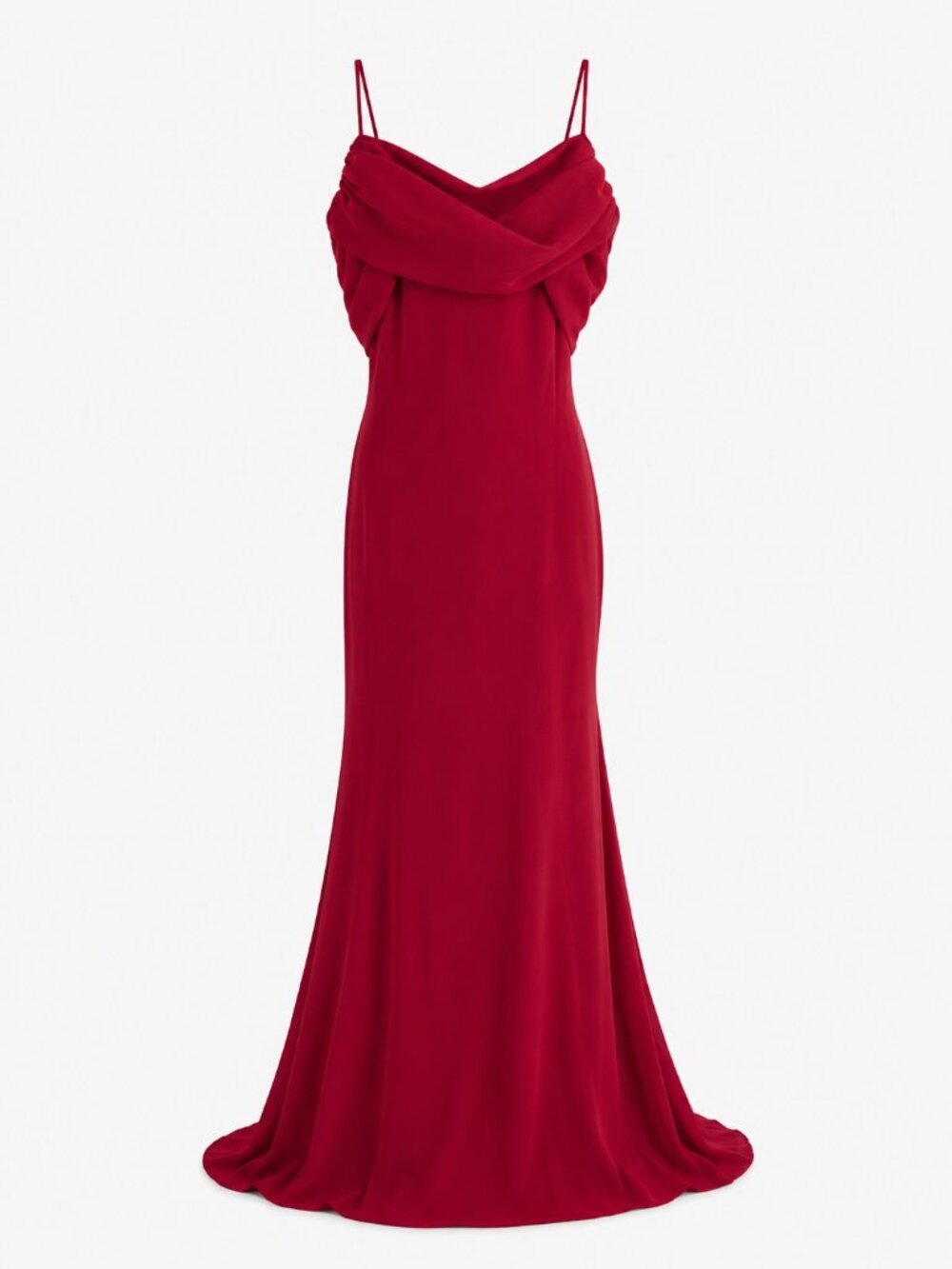Fiesta Red Formal Gown Large Draped Evening Prom Dress USA